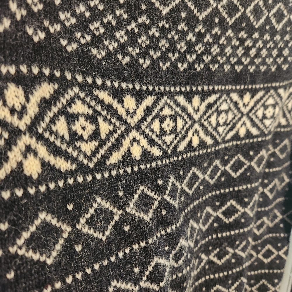 Vtg J G Hook Shetland Wool Black Cream Fair Isle Nordic Size 38 Small - Picture 12 of 16
